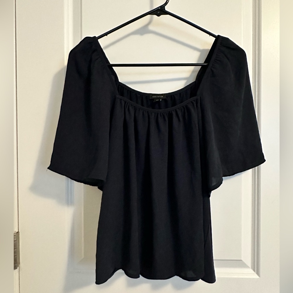 Date night navy blue blouse
